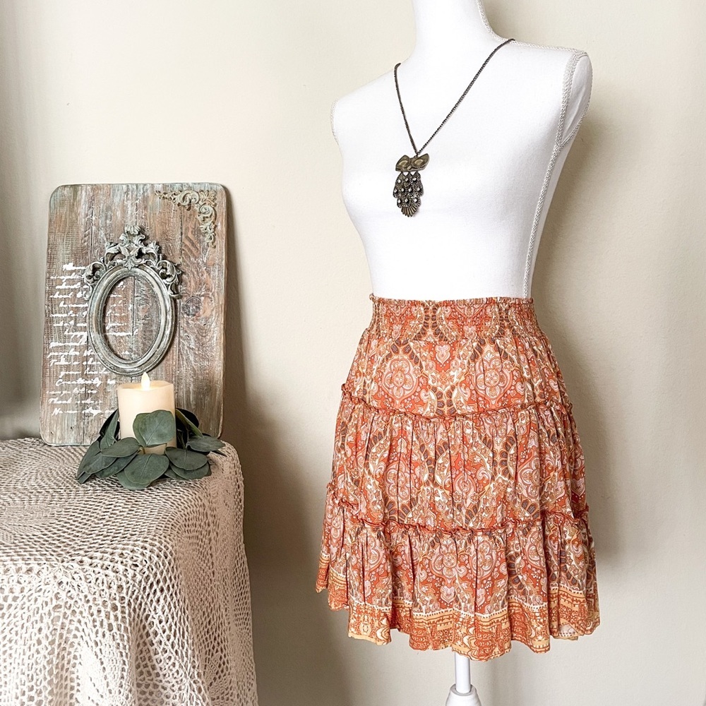 NWT Rachel Zoe Pleated Paisley Floral Print Mini Skirt